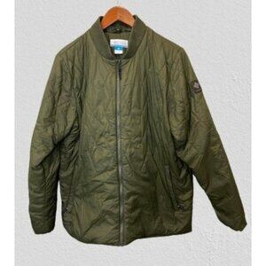 Vtg Men's Size 1X Columbia Quilted Goose Down Puffer Jacket Bomber Hunter Green
